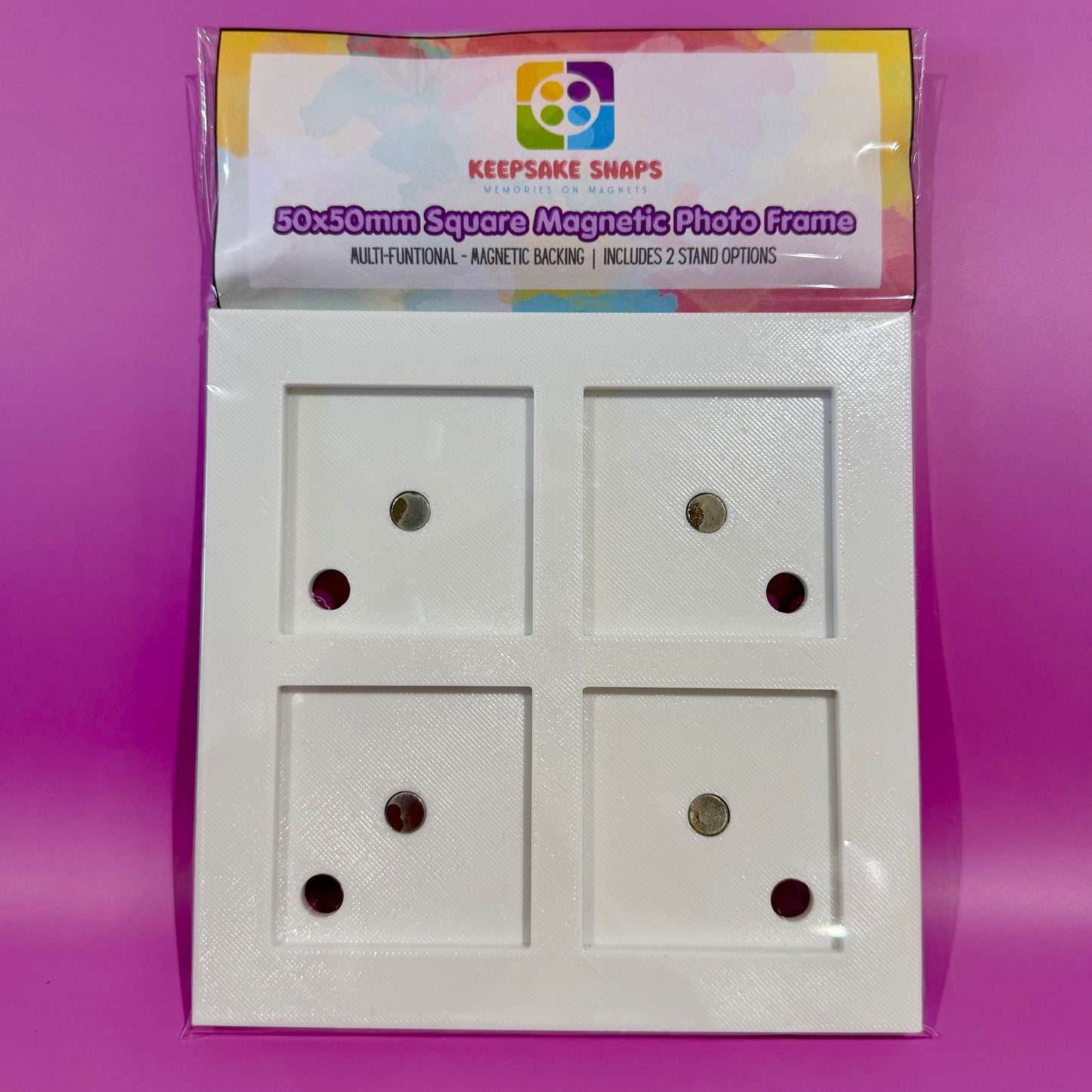 White Magnetic Display Frame | Fits 50mm x 50mm Square Photo Magnets