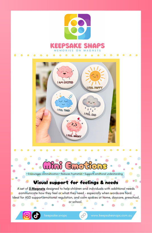 Mini Emotions - Communication Magnets - 5 Piece Set - 58mm