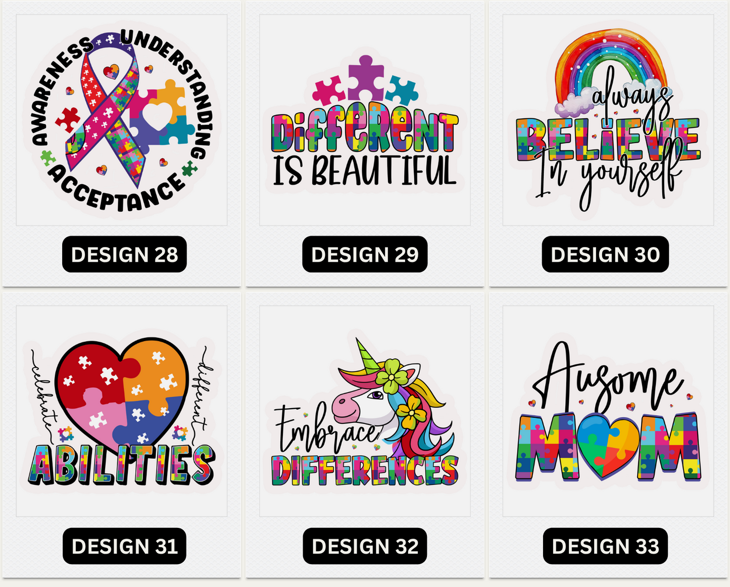 Autism Awareness Fridge Magnets |  Pre-Made Magnet Designs