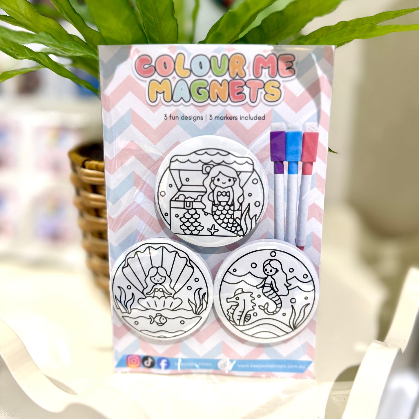 Mermaid Colour Me Magnets | 3 Designs + 3 Markers