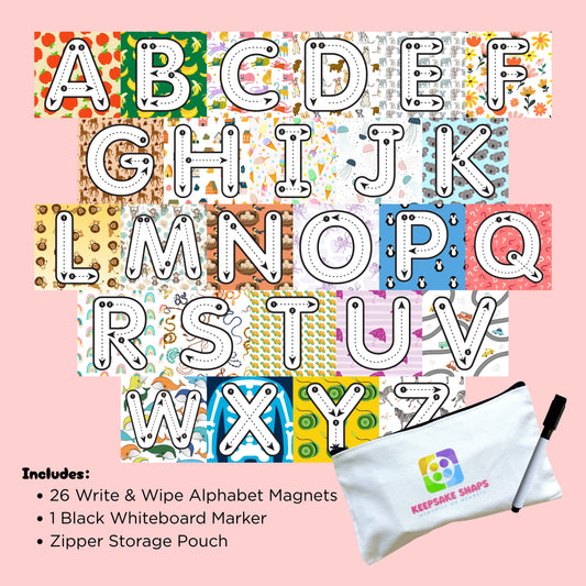 Write & Wipe Alphabet Magnets – Reusable A–Z Learning Set for Kids