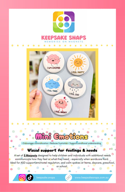 Mini Emotions - Communication Magnets - 5 Piece Set - 58mm